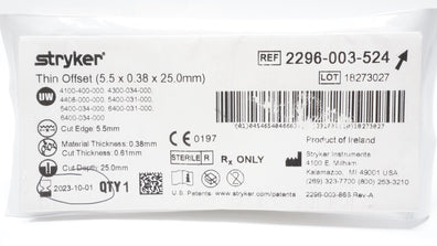 Stryker 2296-003-524 Micro Blade Straight Coarse Offset 5.5mm x 25.0mm 0.38mm(x)